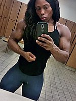 super hot ebony female bodybuilder mistress treasure in ripped contest shape